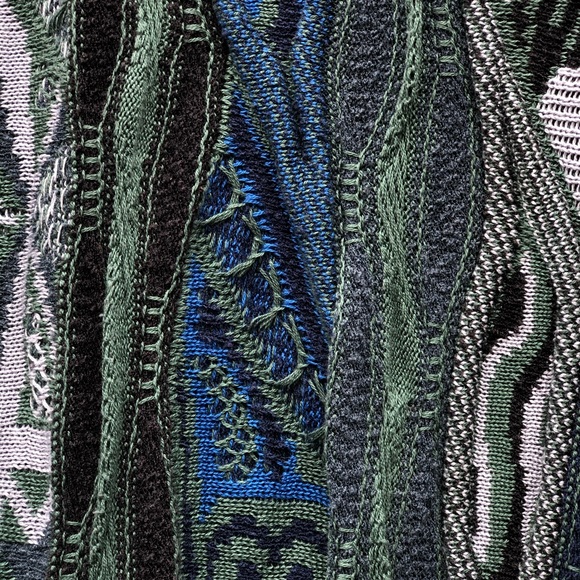 Coogi Green Blue Black Print Knit Pullover Sweater - Picture 4 of 5